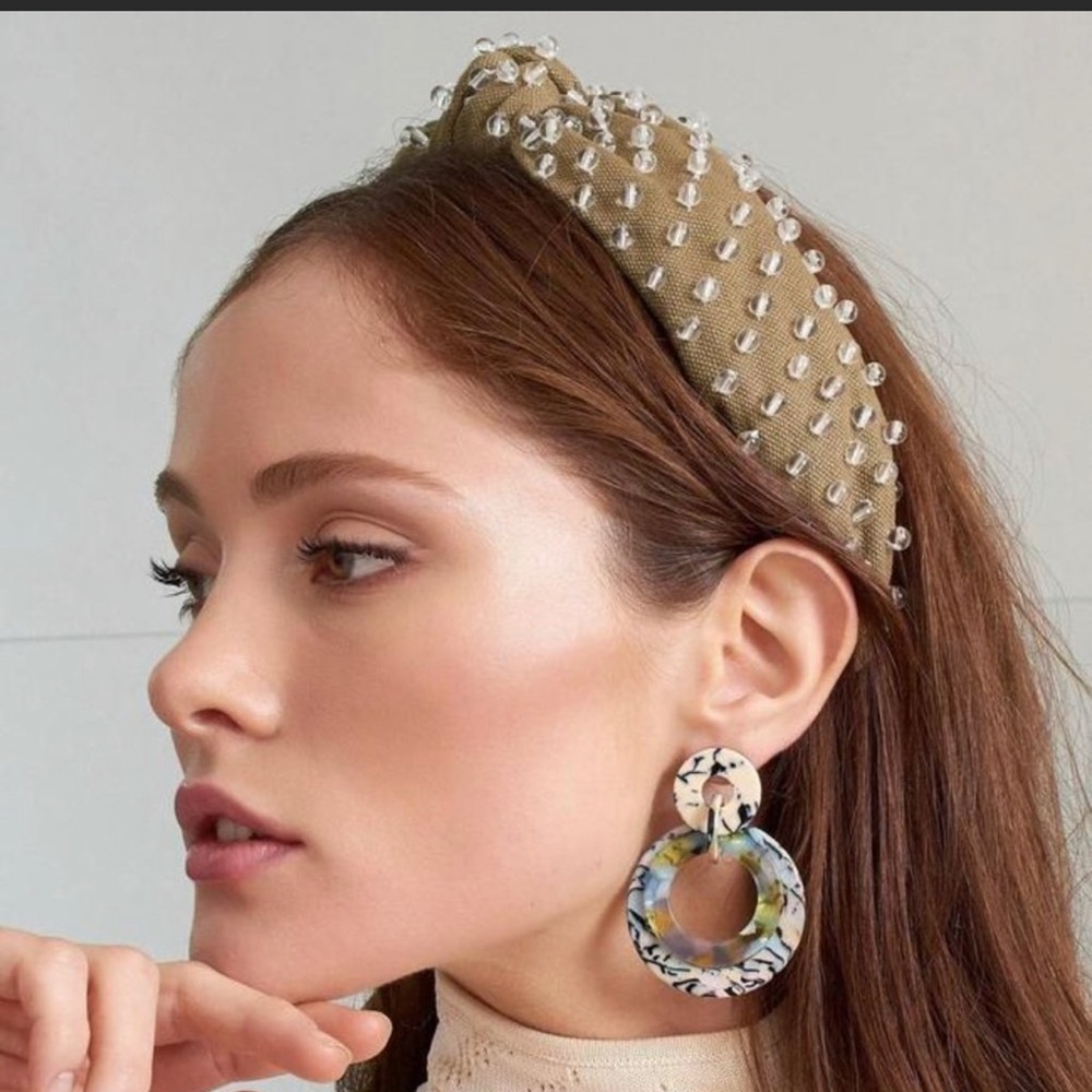 Lele Sadoughi pink grace banded hoop earrings